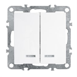 Выключатель 2-клавишный с индикатором (механизм), серия Эрна, PSW10-9102-01, белый 39310 - фото 79550