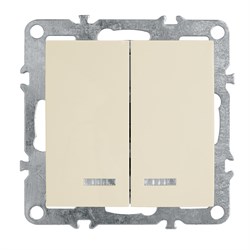 Выключатель 2-клавишный с индикатором (механизм), серия Эрна, PSW10-9102-02, слоновая кость 39321 - фото 79672