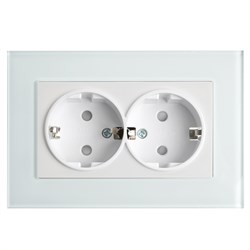 Розетка 2-местная с/з , 220В, 16А с защитной шторкой, серия Катрин, белая GLS16-7014-01 39169 - фото 79785