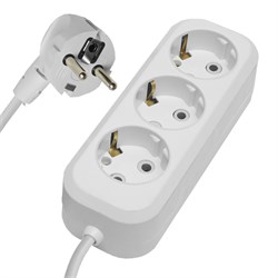 Удлинитель трехместный с/з 3x0,75, 2м, серия Home, HM01-31-02 (У10-002), белый 39213 - фото 79893