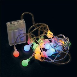 Гирлянда 4.5V  20 LED мульти, 1.28W,  42mA, длина 2 м,  батарейки 3*АА, IP20, шнур 0,5 м 0.12мм, CL5 26762 - фото 79963