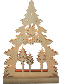 Деревянная световая фигура, 7 LED, цвет свечения: теплый белый,  22,5*4,5*32 сm, батарейки 2*AA , IP 26829 - фото 80135