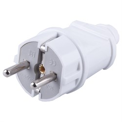 Вилка прямая с заземляющим контактом, пластик 250В, 16A, IP20, белая, PPG16-42-201 32851 - фото 80265