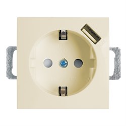 Розетка 1-местная с/з (механизм) и с USB, серия Эрна, PST16-9111-02, слоновая кость 39329 - фото 80460