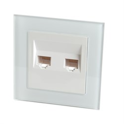 Розетка компьютерная 2-местная RJ-45, серия Катрин, GLS00-7006-01, белый 39246 - фото 80576