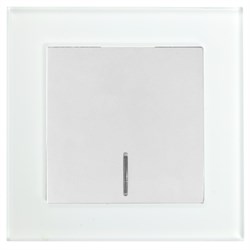 Выключатель электрический 1-клавишный c индикатором, серия Катрин, GLS10-7001-01, белый 39162 - фото 80794