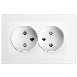 Розетка 2-местная б/з , 220В, 10А с защитной шторкой, серия Катрин, белая GLS10-7013-01 39168 - фото 80857