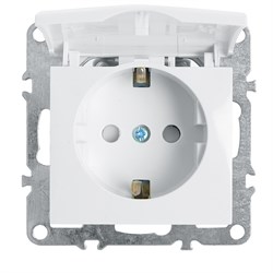 Розетка 1-местная с/з с крышкой (механизм), серия Эрна, PST16-9112-01, белый 39319 - фото 81131
