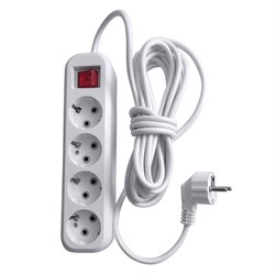 Удлинитель четырехместный с/з с выключателем, 3x0,75, 2м, серия Home, HM03-41-02 (У10А-003), белый 39523 - фото 81840