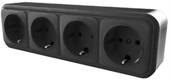 Розетка 4-местная с заземляющим контактом, 250В, 16А, IP20, PST16-61-20 (RA 16-466-Ч), черный 39704 - фото 82340