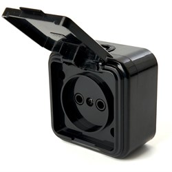 Розетка 1-местная без заземляющего контакта, 250В, 16А, IP44, PST16-20-44 (RA 16-201-Ч), черный 39692-1 - фото 82550