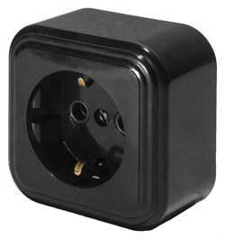 Розетка 1-местная с заземляющим контактом, 250В, 16А, IP20, PST16-21-20 (RA 16-133-Ч), черный 39690 - фото 82614