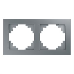 Рамка горизонтальная 2-местная, серия Катрин, GFR00-7002-03, серебро 39532 - фото 82669