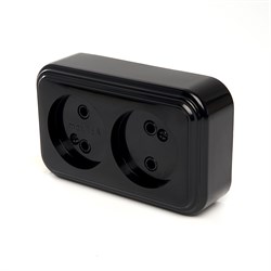 Розетка 2-местная без заземляющего контакта, 250В, 16А, IP20, PST16-30-20 (RA 16-237-Ч), черный 39694 - фото 82693