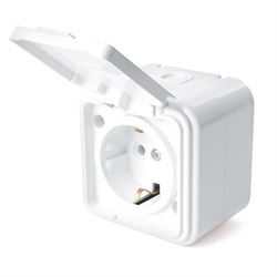 Розетка 1-местная без заземляющего контакта, с крышкой, 250В, 16А, IP44, PST16-20-44 (RA 16-201-Б), 39691 - фото 82713