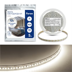Лента светодиодная, 180SMD(2835)/m 17W/m 12V 5m 4000К, LS616 41530 - фото 82855