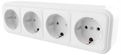 Розетка 4-местная с заземляющим контактом, 250В, 16А, IP20, PST16-61-20 (RA 16-466-Б), белый 39703 - фото 83033