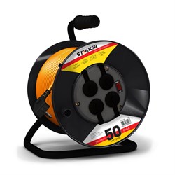 Удлинитель на пластиковой катушке с/з, ПВС, 3х1, 10A, 50м, IP44, STD02-41-50 (UG), оранжевый 39709 - фото 83060