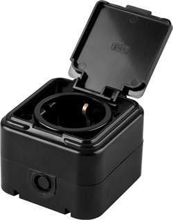 Розетка 1-местная с заземляющим контактом, с крышкой, 250В, 16А, IP44, PST16-21-44 (RA 16-211-Ч), че 32741 - фото 83195