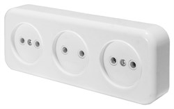 Розетка 3-местная без заземляющего контакта, 250В, 16А, IP20, PST16-50-20 (RA 16-344-Б), белый 39699 - фото 83489