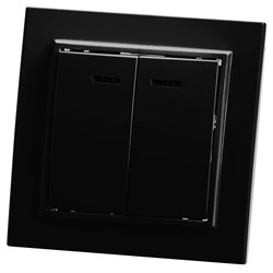 Выключатель 2-клавишный c индикатором, 250V, 10А, серия Эрна, PSW10-9002-03, черный 39471 - фото 83533