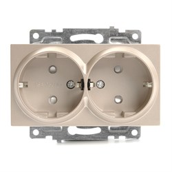 Розетка 2-местная с защитной шторкой (механизм) с/з, 250В, 16А, серия Катрин, GLS16-7114-02, шампань 39598 - фото 83545