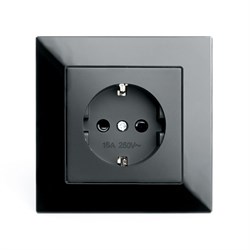 Розетка 1-местная с защитной шторкой с/з, 250В, 16А, серия Катрин, GLS16-7010-05, черный 39513 - фото 83892