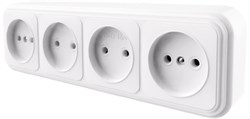 Розетка 4-местная без заземляющего контакта, 250В, 16А, IP20, PST16-60-20 (RA 16-464-Б), белый 39701 - фото 83963