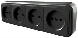 Розетка 4-местная без заземляющего контакта, 250В, 16А, IP20, PST16-60-20 (RA 16-464-Ч), черный 39702 - фото 84105