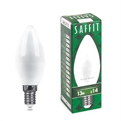 Лампа светодиодная SAFFIT SBC3713, C37 (свеча), 22W 230V E14 2700К (белый теплый), рассеиватель матовый белый, 1070Lm, угол рассеивания 220°, 100*37мм 55163 - фото 84196