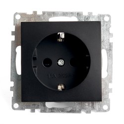 Розетка 1-местная с защитной шторкой с/з (механизм), 250В, 16А, серия Катрин, GLS16-7110-05, черный 39610 - фото 84212