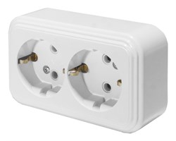 Розетка 2-местная с заземляющим контактом, 250В, 16А, IP20, PST16-31-20 (RA 16-238-Б), белый 39695 - фото 84307