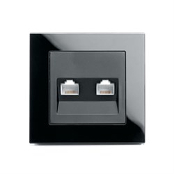 Розетка компьютерная 2-местная RJ-45, серия Катрин, GLS00-7006-05, черный 39509 - фото 84661