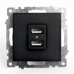 Розетка 2-местная USB (механизм), 250В, 2,4А, серия Катрин, GLS10-7115-05, черный 39616 - фото 84681