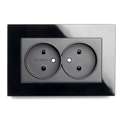 Розетка 2-местная с защитной шторкой б/з, 250В, 10А, серия Катрин, GLS10-7013-05, черный 39515 - фото 85291