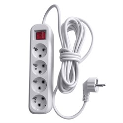 Удлинитель четырехместный с/з с выключателем, 3x0,75, 7м, серия Home, HM03-41-07 (У10А-003), белый 39526 - фото 85792