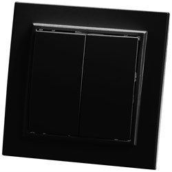 Выключатель 2-клавишный, 250V, 10А, серия Эрна, PSW10-9004-03, черный 39473 - фото 86362