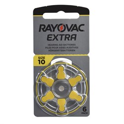 Батарейки для слуховых аппаратов Rayovac Extra ZA10 BL6 Zinc Air 1.45V (блистер 6шт) 96178249 - фото 86582