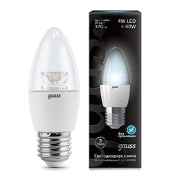 Лампа Gauss LED Candle Crystal Clear E27 4W 4100К 1/10/50 103202204 - фото 8703