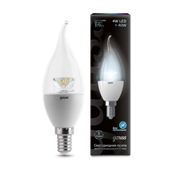 Лампа Gauss LED Candle Tailed Crystal Clear E14 4W 4100K 1/10/50 104201204 - фото 8709
