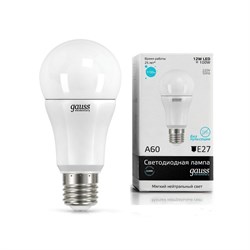 Лампа Gauss LED Elementary A60 12W E27 4100K 1/40 LD23222 - фото 8741