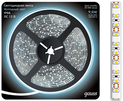 Лента LED 3528/120-SMD 9.6W  12V DC холодный белый IP66 (блистер 5м) EB311000310 - фото 8845