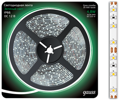 Лента LED 3528/60-SMD 4.8W  12V DC зеленый IP66 (блистер 5м) EB311000605 - фото 8849