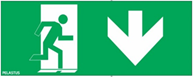 Пиктограмма "Бегущий человек стрелка вниз - дверь слева" для светильника Pelastus PL EM 1.0 355х145мм 3254854616