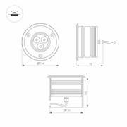 Светильник ART-GROUND-COLOR-TURN-R115-9W RGB (SL, 25 deg, 24V) (Arlight, IP67 Металл, 3 года) 024961