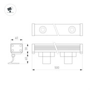 Линейный прожектор AR-LINE-500-9W Day4000 (GR, 15x60 deg, 230V) (Arlight, IP65 Металл, 3 года) 041723