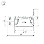 Профиль FOLED-50-WALL-2000 (Arlight, Алюминий) 035771