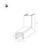 Коннектор угловой MAG-ORIENT-CON-2620-L90-EXT (BK, внешний) (Arlight, IP20 Металл, 3 года) 036021