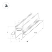 Трек встраиваемый MAG-TRACK-2538-FDW-1000 (BK) (Arlight, IP20 Металл, 3 года) 036121