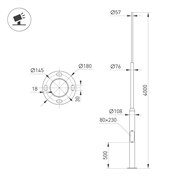 Опора фланцевая OXOR-OT3-D108-L4000 (BK) (Arlight, Сталь) 051327-1